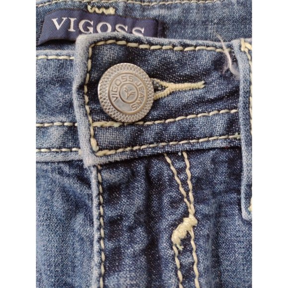 Vigoss Heritage Fit Embroidered Women's Blue Denim Jean Cut Off  Shorts Size 4 - Picture 9 of 9